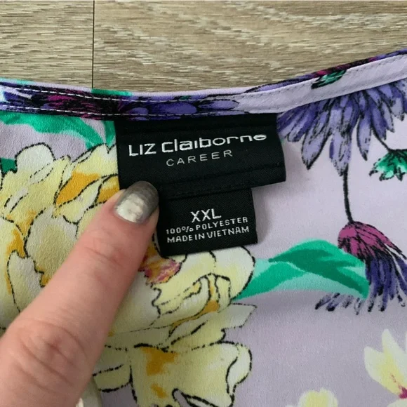 Liz Claiborne Light Purple Floral Blouse Size XXL - Picture 4 of 4